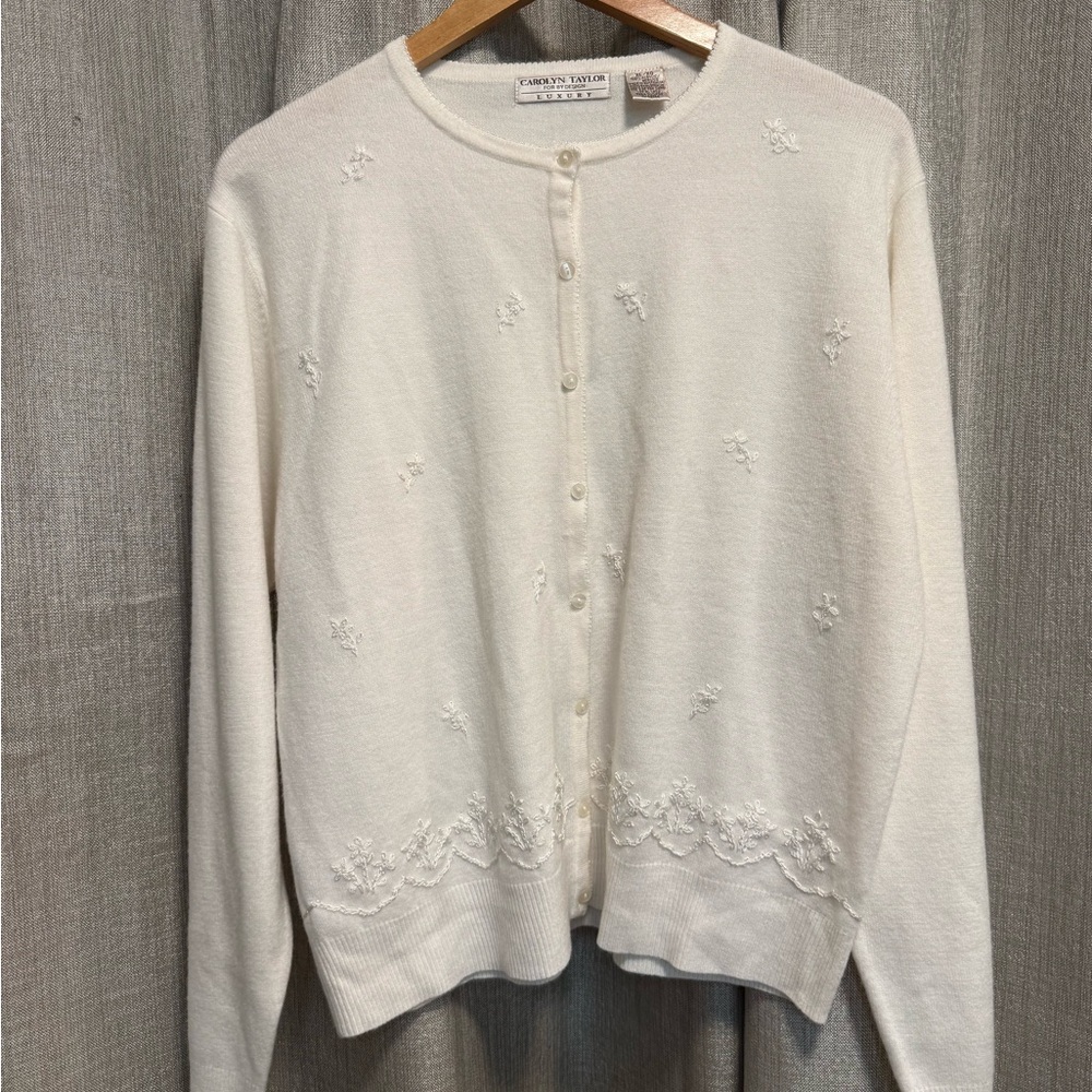 Carolyn Taylor Ivory Embroidered Cardigan
